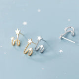 Trustdavis 925 Silver Double Stars Stud Earrings Wedding Gift DS105