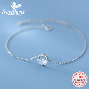 Trustdavis 925 Silver Clear Zircon Bracelet For Women Wedding DA2703