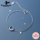 Trustdavis 925 Silver Moon CZ Star Bracelet Wedding Jewelry Gift