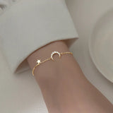Trustdavis 925 Silver Moon CZ Star Bracelet Wedding Jewelry Gift