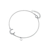 Trustdavis 925 Silver Moon CZ Star Bracelet Wedding Jewelry Gift