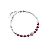 Trustdavis 925 Silver Red Garnet Beads Bracelet Wedding Party Fine Jewelry