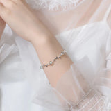 Trustdavis 925 Silver Red Garnet Beads Bracelet Wedding Party Fine Jewelry
