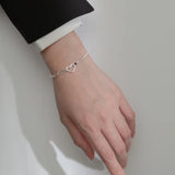 Trustdavis 925 Silver Romantic Heart Bracelet Wedding Birthday Gift