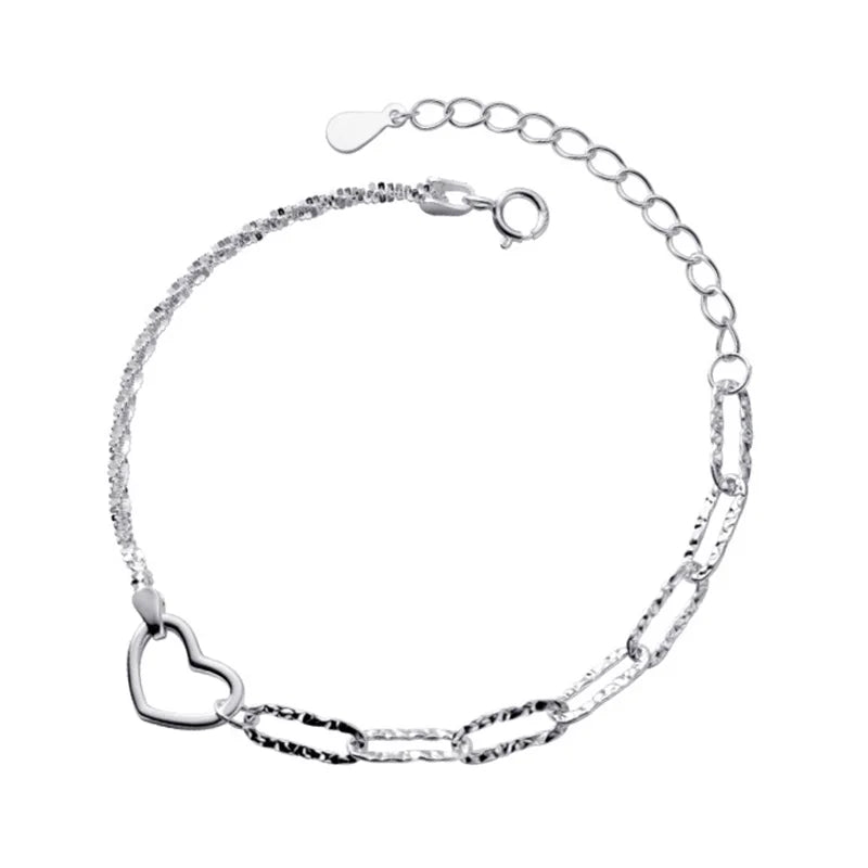 Trustdavis 925 Silver Romantic Heart Bracelet Wedding Birthday Gift