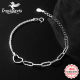 Trustdavis 925 Silver Romantic Heart Bracelet Wedding Birthday Gift