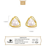 Trustdavis 925 Silver Triangle Pearl Stud Earrings DS3481