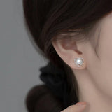 Trustdavis 925 Silver Triangle Pearl Stud Earrings DS3481