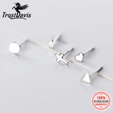 Trustdavis 925 Silver Heart Star Triangle Stud Earrings ED395