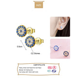 Trustdavis 925 Silver Eyes CZ Crystal Stud Earrings Women Jewelry