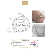 Trustdavis 925 Silver Lucky Letter Double Chain Round Slice Bracelet