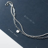 Trustdavis 925 Silver Lucky Letter Double Chain Round Slice Bracelet