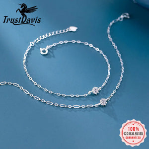 Trustdavis CZ Bracelet 925 Silver Minimalist Charm Gift