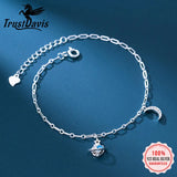 Trustdavis 925 Silver Charm Universe Moon CZ Bracelet Anklets