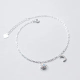 Trustdavis 925 Silver Charm Universe Moon CZ Bracelet Anklets