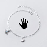 Trustdavis 925 Silver Charm Universe Moon CZ Bracelet Anklets