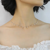 Trustdavis 925 Silver Pearl Short Necklace for Women Wedding Jewelry Gift