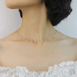Trustdavis 925 Silver Pearl Short Necklace for Women Wedding Jewelry Gift