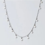 Trustdavis 925 Silver Pearl Short Necklace for Women Wedding Jewelry Gift