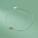 Trustdavis 925 Silver Snake Chain Flower Anklets Wedding Fine Jewelry