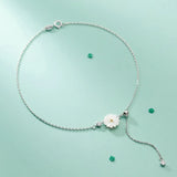 Trustdavis 925 Silver Snake Chain Flower Anklets Wedding Fine Jewelry