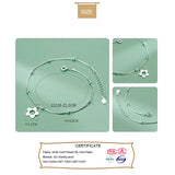 Trustdavis 925 Silver Snake Chain Flower Anklets Wedding Fine Jewelry
