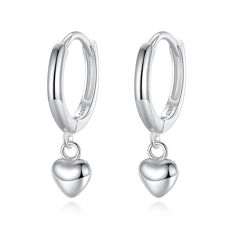 Trustdavis 925 Silver Heart Dangle Hoop Earring Wedding Party Fine Jewelry