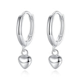 Trustdavis 925 Silver Heart Dangle Hoop Earring Wedding Party Fine Jewelry