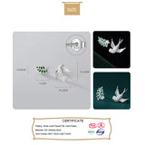 Trustdavis 925 Silver Asymmetric Bird Branch CZ Stud Earrings Wedding Jewelry