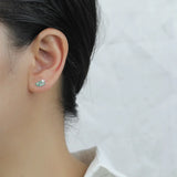 Trustdavis 925 Silver Asymmetric Bird Branch CZ Stud Earrings Wedding Jewelry