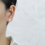 Trustdavis 925 Silver Asymmetric Bird Branch CZ Stud Earrings Wedding Jewelry