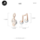 Trustdavis 925 Silver Music Notes CZ Stud Earrings For Woman