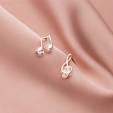 Trustdavis 925 Silver Music Notes CZ Stud Earrings For Woman