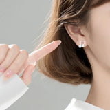 Trustdavis 925 Silver Music Notes CZ Stud Earrings For Woman