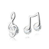 Trustdavis 925 Silver Music Notes CZ Stud Earrings For Woman