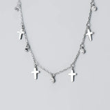 Trustdavis 925 Silver Sweet Cross CZ Necklace For Women Wedding Anniversary
