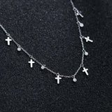 Trustdavis 925 Silver Sweet Cross CZ Necklace For Women Wedding Anniversary