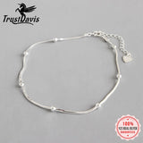 Trustdavis 925 Silver Snake Chain Bracelet Anklets for Women