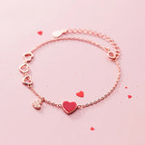Trustdavis 925 Silver Love Heart CZ Bracelet Bangle Women Jewelry DA813