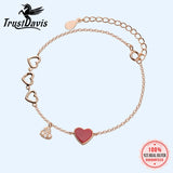 Trustdavis 925 Silver Love Heart CZ Bracelet Bangle Women Jewelry DA813