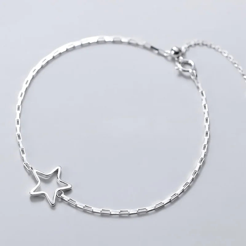 Trustdavis 925 Silver Star INS Charms Bracelet For Women