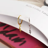 Trustdavis 925 Silver Lightning Tassel Hoop Earrings Women Wedding Jewelry