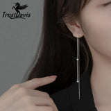 Trustdavis 925 Silver Box Snake Chain Ear Line Earring For Women