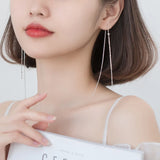 Trustdavis 925 Silver Box Snake Chain Ear Line Earring For Women