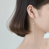 Trustdavis 925 Silver Box Snake Chain Ear Line Earring For Women