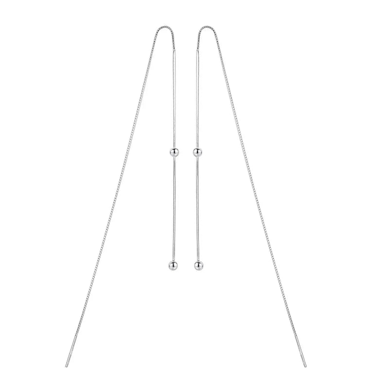 Trustdavis 925 Silver Box Snake Chain Ear Line Earring For Women