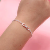 Trustdavis 925 Silver Double Layer Infinity CZ Bracelet Wedding Jewelry Gift