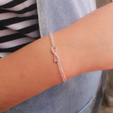Trustdavis 925 Silver Double Layer Infinity CZ Bracelet Wedding Jewelry Gift