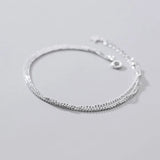 Trustdavis 925 Silver Star 3 Layer Beads Chain Bracelet Wedding DB394