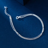 Trustdavis 925 Silver Star 3 Layer Beads Chain Bracelet Wedding DB394